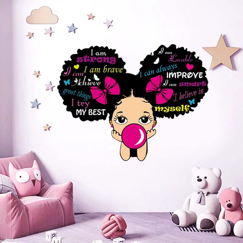 Casa Decor Black Girl Wall Stickers for Girls Bedroom Inspirational Wall Decals Quotes African American Sticker Pink Motivational Saying Wall Decor Sticker for Kid Baby Toddler Room Nursery Playroom Living Room - Image 3