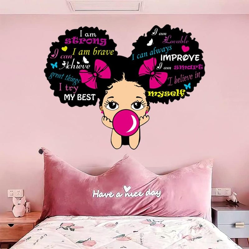 Casa Decor Black Girl Wall Stickers for Girls Bedroom Inspirational Wall Decals Quotes African American Sticker Pink Motivational Saying Wall Decor Sticker for Kid Baby Toddler Room Nursery Playroom Living Room - Image 4