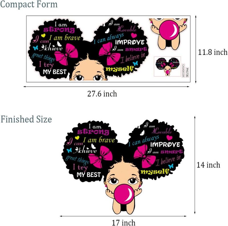 Casa Decor Black Girl Wall Stickers for Girls Bedroom Inspirational Wall Decals Quotes African American Sticker Pink Motivational Saying Wall Decor Sticker for Kid Baby Toddler Room Nursery Playroom Living Room - Image 2