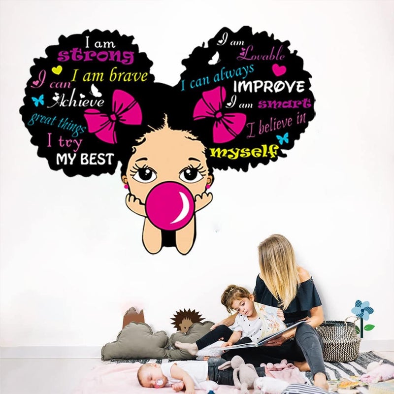 Casa Decor Black Girl Wall Stickers for Girls Bedroom Inspirational Wall Decals Quotes African American Sticker Pink Motivational Saying Wall Decor Sticker for Kid Baby Toddler Room Nursery Playroom Living Room - Image 5