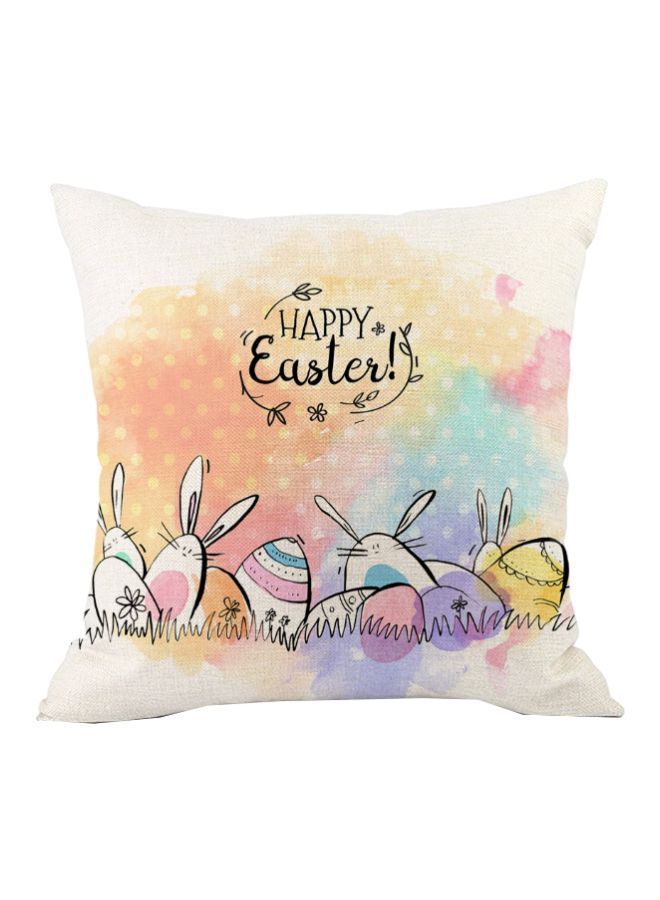 NIBEMINENT Bunny Printed Cushion Cover Beige/Pink/Blue 45x45cm