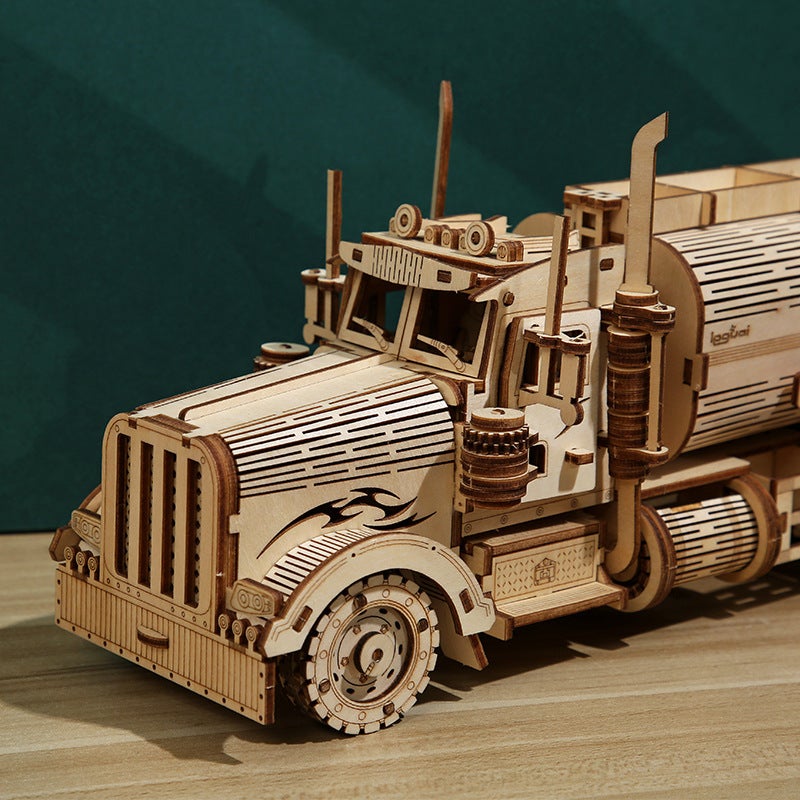 Spot supply puzzle fuel tanker piggy bank difficult DIY truck 3D wooden three-dimensional puzzle toy Tanker Truck S LG810 - Image 4