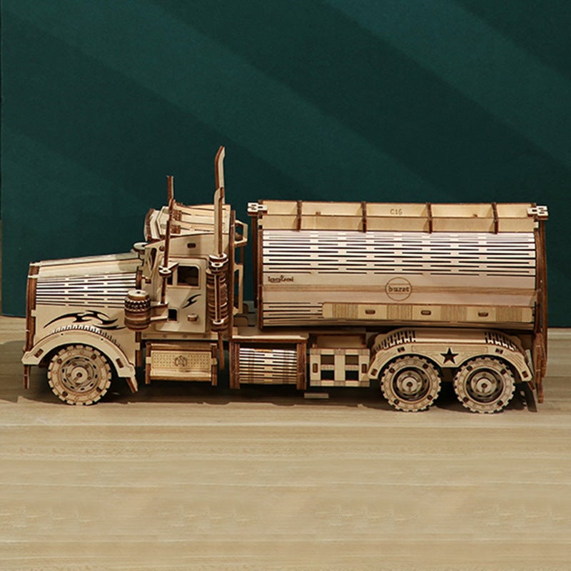 Spot supply puzzle fuel tanker piggy bank difficult DIY truck 3D wooden three-dimensional puzzle toy Tanker Truck S LG810 - Image 2