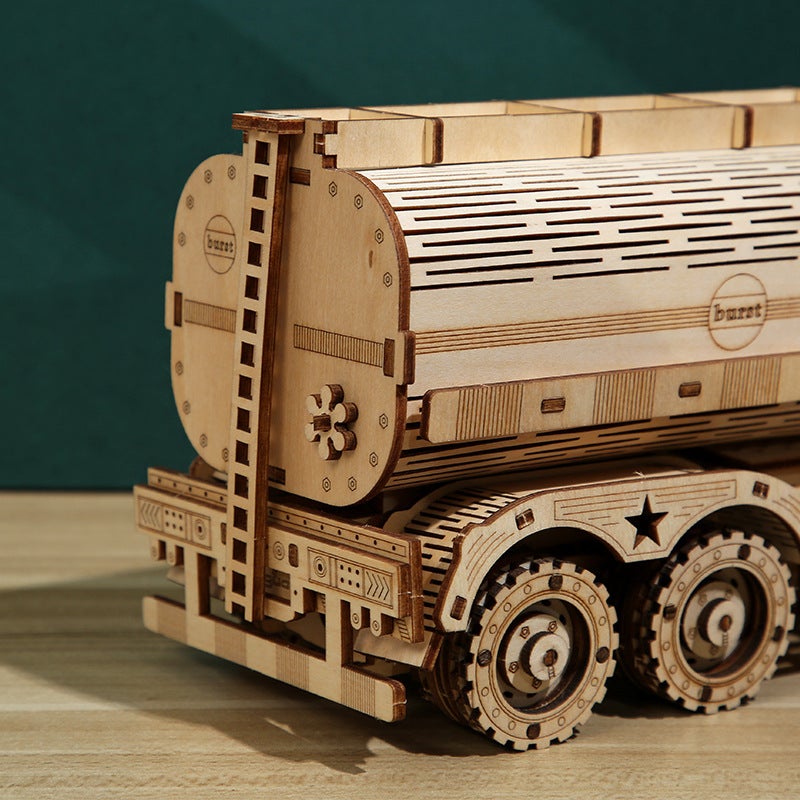 Spot supply puzzle fuel tanker piggy bank difficult DIY truck 3D wooden three-dimensional puzzle toy Tanker Truck S LG810 - Image 5