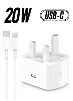 20W USB C Fast Charger With 2M Cable for iPhone 14/14 Plus/14 Pro/14 Pro Max/13 12 11 X XR XS SE 2020 8 7 6 6S Mini, Pad Pro, USBC PD Wall Charging Plug UK Type C Power Adapter and 6FT Cord