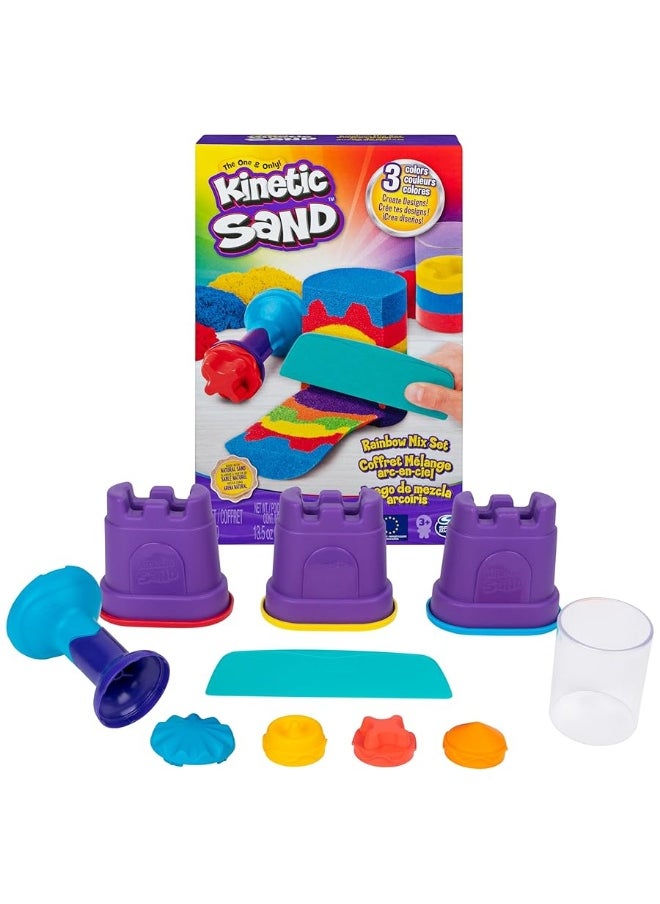 Kinetic Sand - Kinetic Sand, Rainbow Mix Set with 3 Colors of Kinetic Sand (13.5oz) and 6 Tools, Play Sand Sensory Toys for Kids Ages 3 and up - Image 1