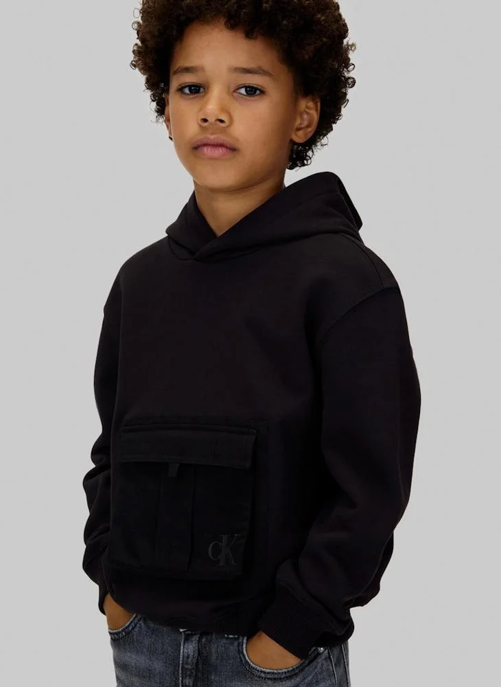 Calvin Klein Jeans Youth Pocket Detail Pullover Hoodie