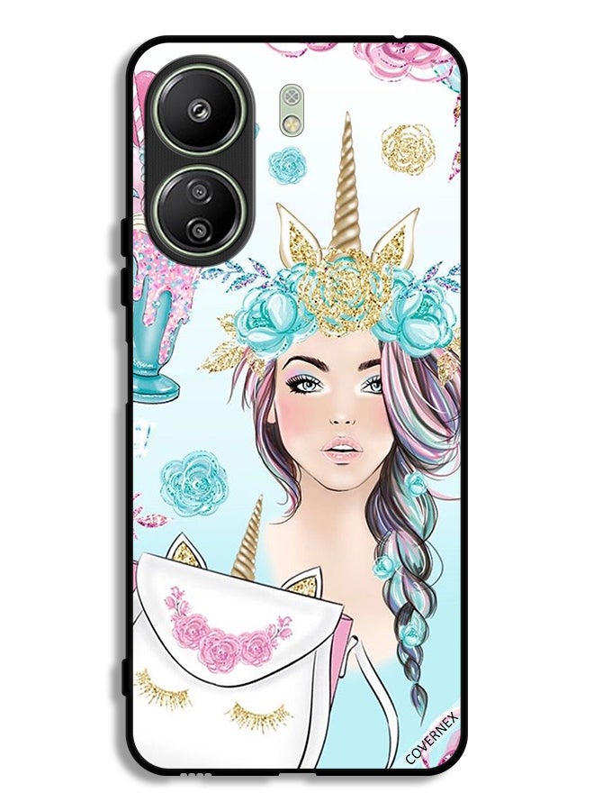 Covernex Xiaomi Redmi 13C Protective Case Cover Eyelashes On Bag & Unicorn Girl - Image 1