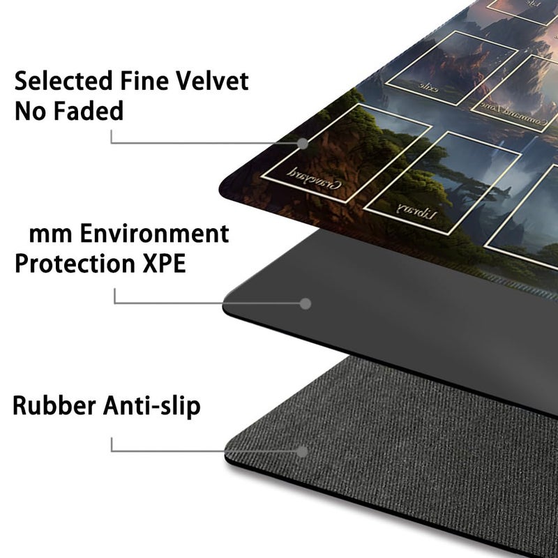 DAUXID Edge-Stitched 24x14 Inch MTG Playmat,TCG Playmat with Free Storage Bag, Non-Slip Gaming Mat,Ideal for MTG Card Games (DKT (48),Zones 1) - Image 4