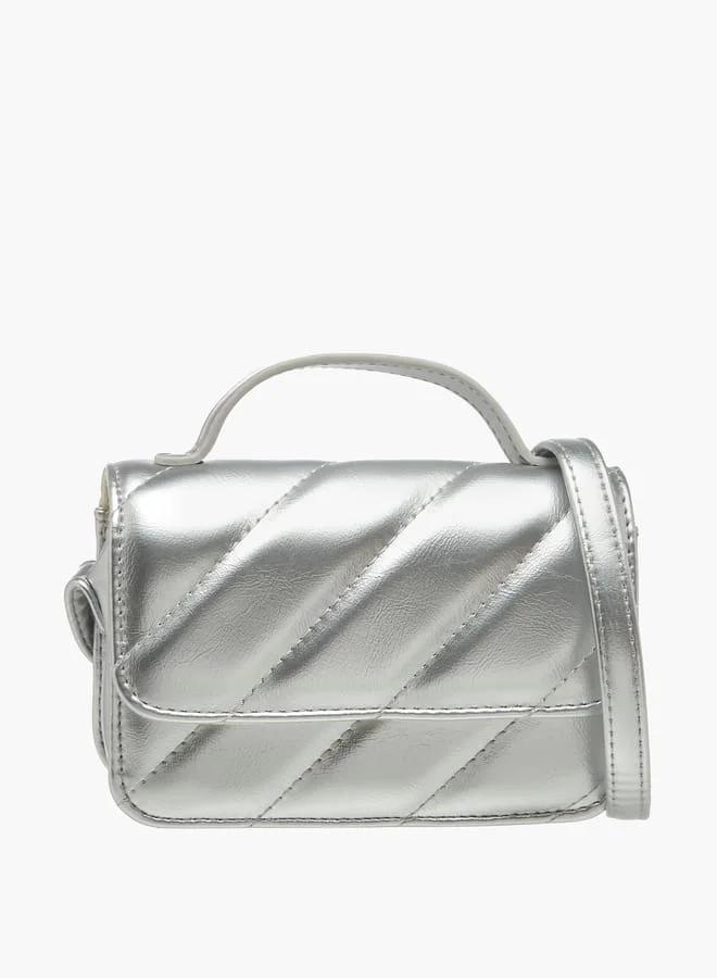 Flora Bella By Shoexpress Girls Quilted Crossbody Bag with Adjustable Strap and Magnetic Closure