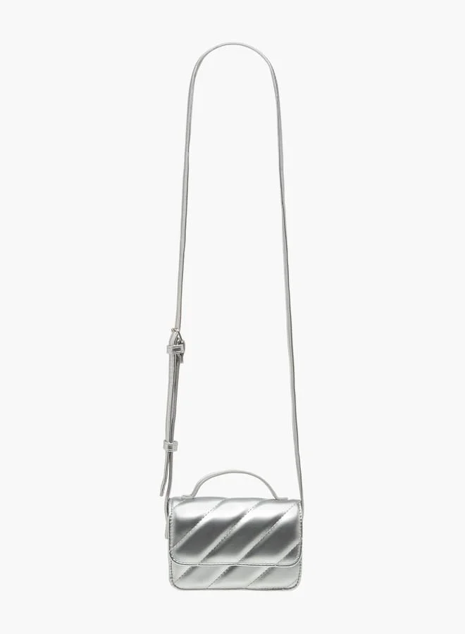 Flora Bella By Shoexpress Girls Quilted Crossbody Bag with Adjustable Strap and Magnetic Closure