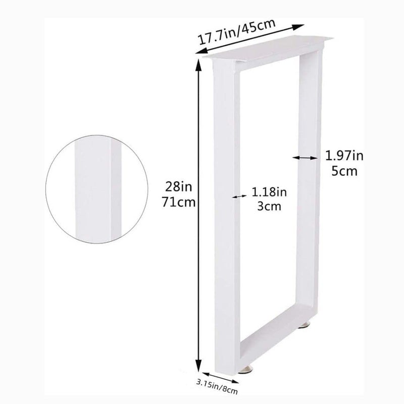HIRVALL HIRVALL Metal Table Legs 28 Inch Heavy Duty Square Tube Desk Legs for Coffee Table Dining Table SquareShape Pack of 2 White  - Image 3
