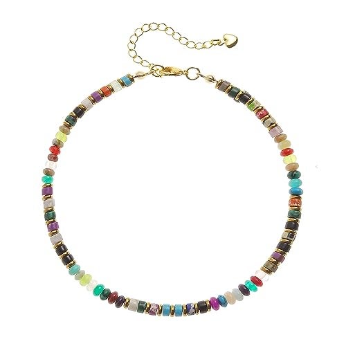 XIJIN Natural Stone Beaded Anklets for Women Handmade Beach Boho Turquoise Beads Ankle Bracelet Jewelry Gift for Her - Image 1