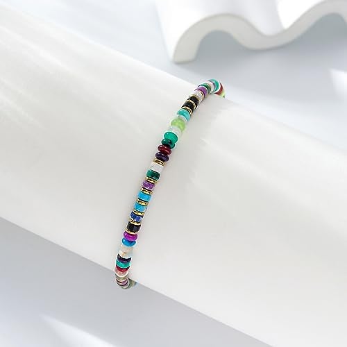 XIJIN Natural Stone Beaded Anklets for Women Handmade Beach Boho Turquoise Beads Ankle Bracelet Jewelry Gift for Her - Image 2