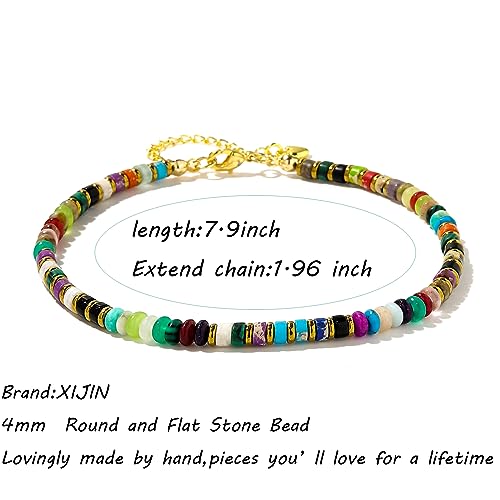 XIJIN Natural Stone Beaded Anklets for Women Handmade Beach Boho Turquoise Beads Ankle Bracelet Jewelry Gift for Her - Image 5
