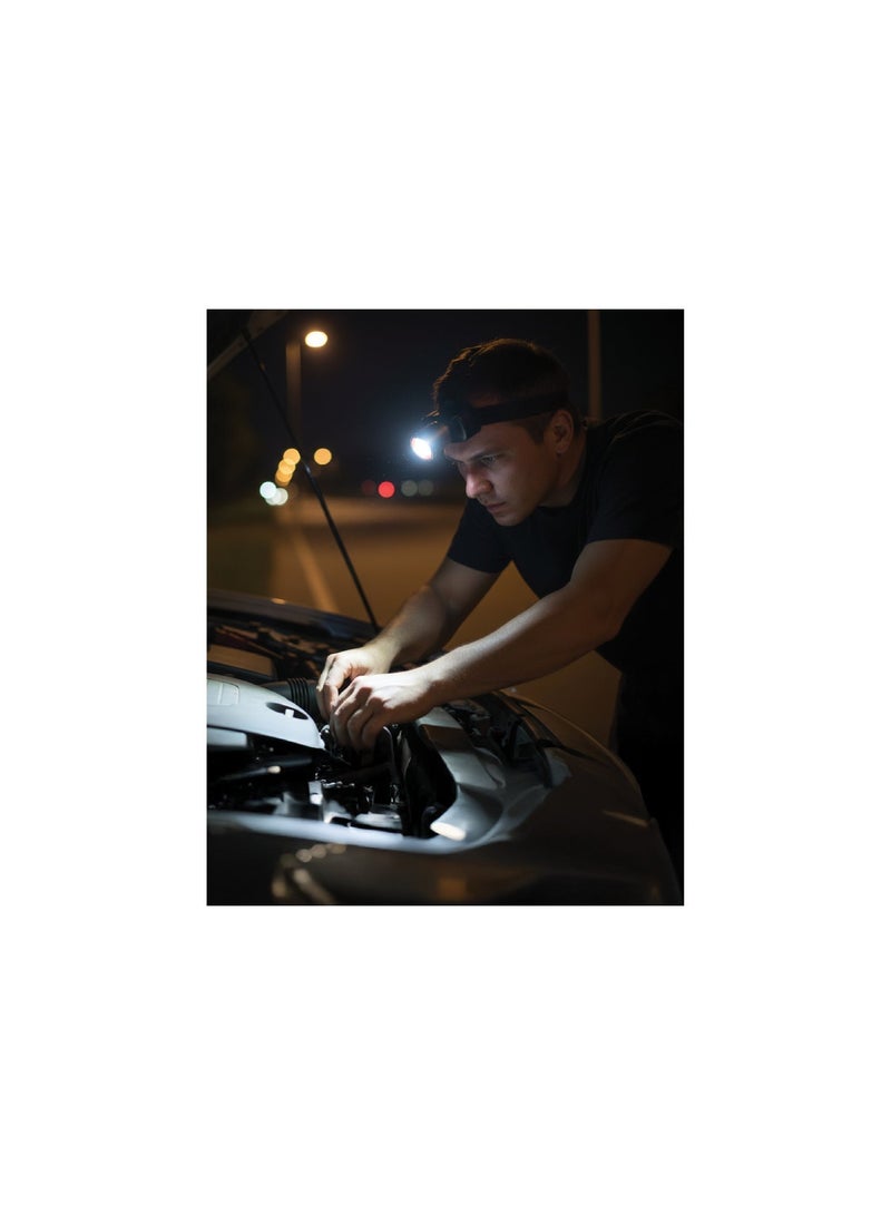 جرين ليون مصباح رأس Beam Light القابل لإعادة الشحن 1800mAh، خفيف الوزن، محمول، يتيح لك استخدام يديك بحرية، مريح، مصباح يدوي – أسود - Image 3