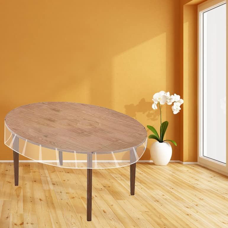 FeelingWarm Clear Table Protector - Clear Vinyl Table Cover - Protective Plastic Covering Transparent Tablecloth Waterproof 54" X 72" Oval - Image 2