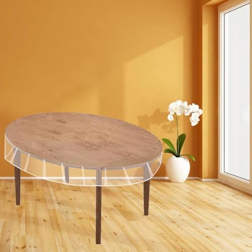 FeelingWarm Clear Table Protector - Clear Vinyl Table Cover - Protective Plastic Covering Transparent Tablecloth Waterproof 54" X 72" Oval - Image 1