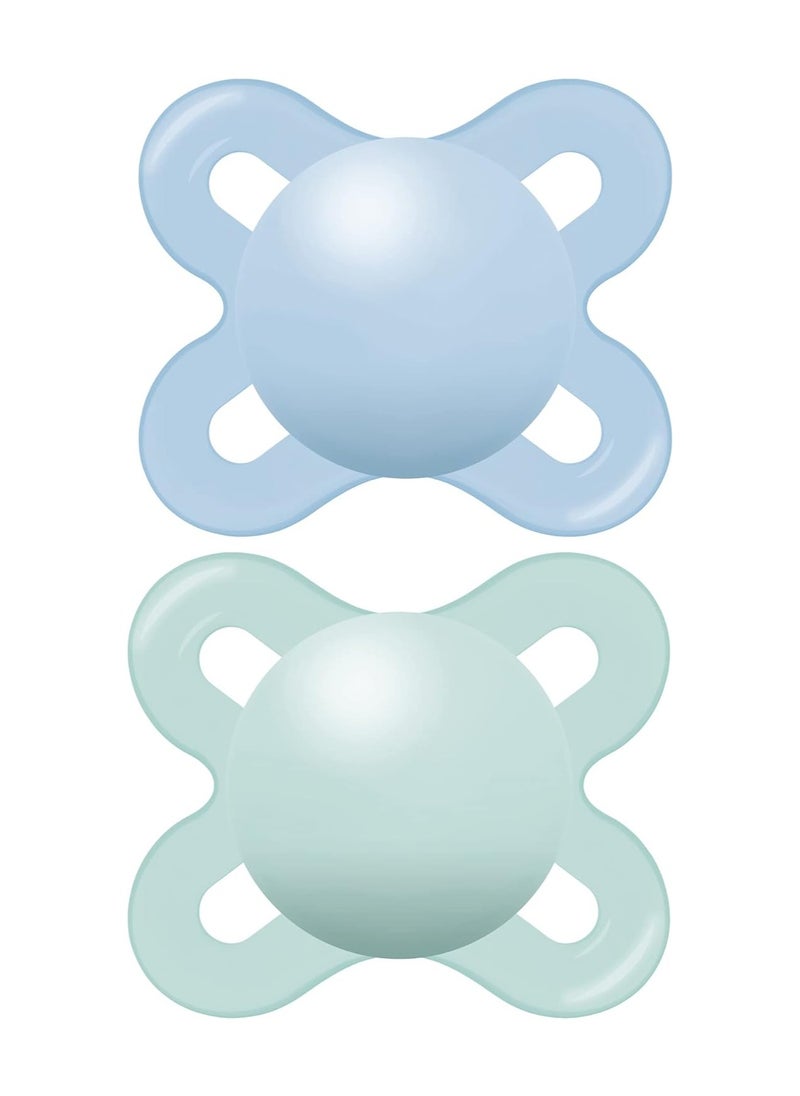 MAM MAM Original Start Matte Newborn Baby Pacifier, Best Pacifier for Breastfed Babies, Sterilizer Case, Boy, 0-3 (Pack of 2) 