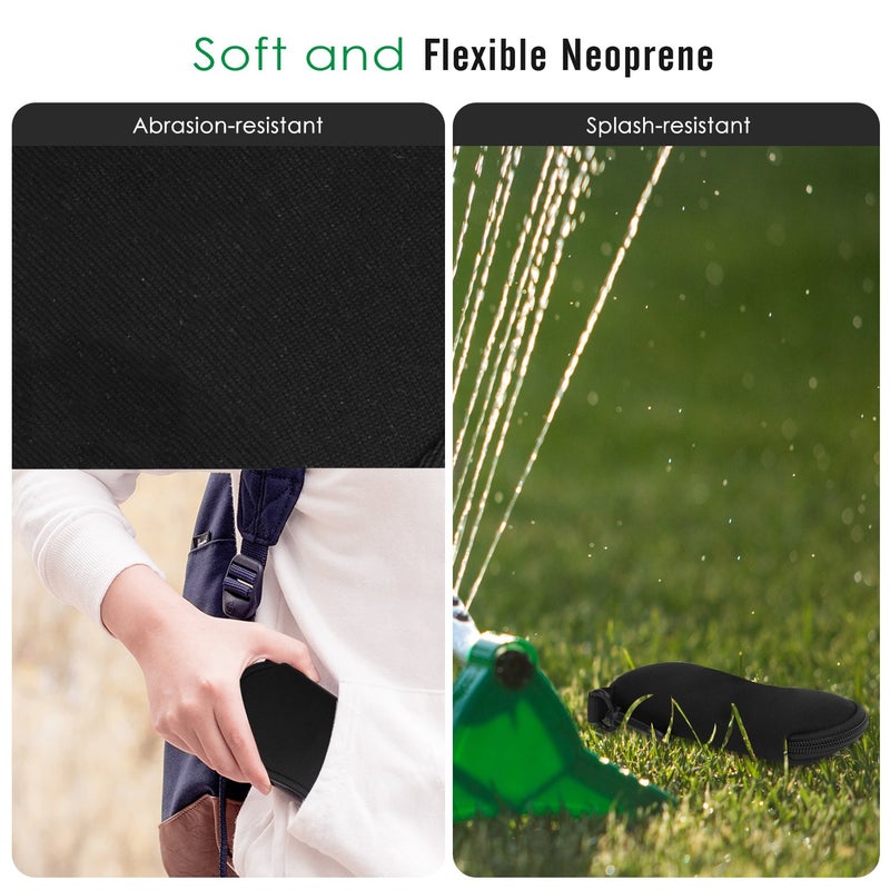 MoKo Eyeglass Soft Case, Zippered Neoprene Sunglasses Pouch with Clip for Men Women - Black - Image 2