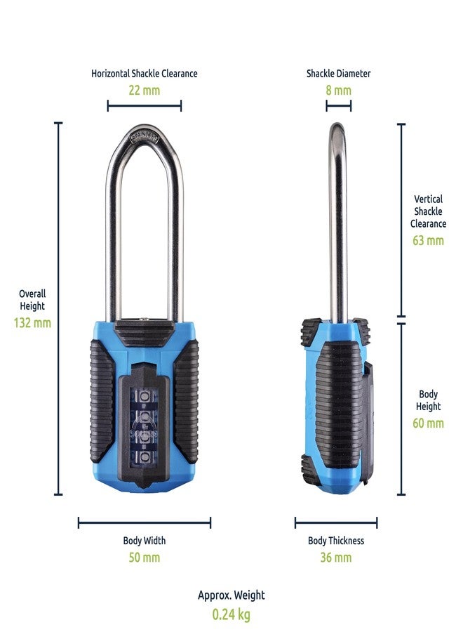 Squire Heavy Duty Padlock (CP50) - Toughest Steel Shackle - 4 Wheel Combination Padlock - Alloy Steel for Corrosion Resistance - Weatherproof Lock for Home, & Leisure (All Terrain Marine Long Shackle) - Image 4