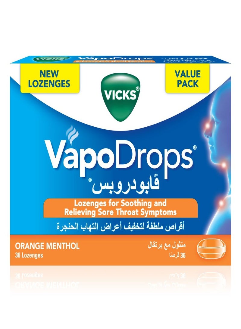 Vicks Vicks Vapodrops Lozenges for Sore Throat Symptoms Orange Flavor 36 Pieces  - Image 1