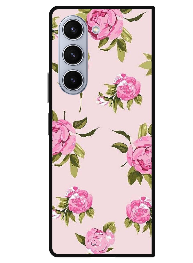 Theodor Protective Case Anti Scratch Shock Proof Bumper Cover For Samsung Galaxy Z Fold 5 Hand Painting Pink Flower - Image 1