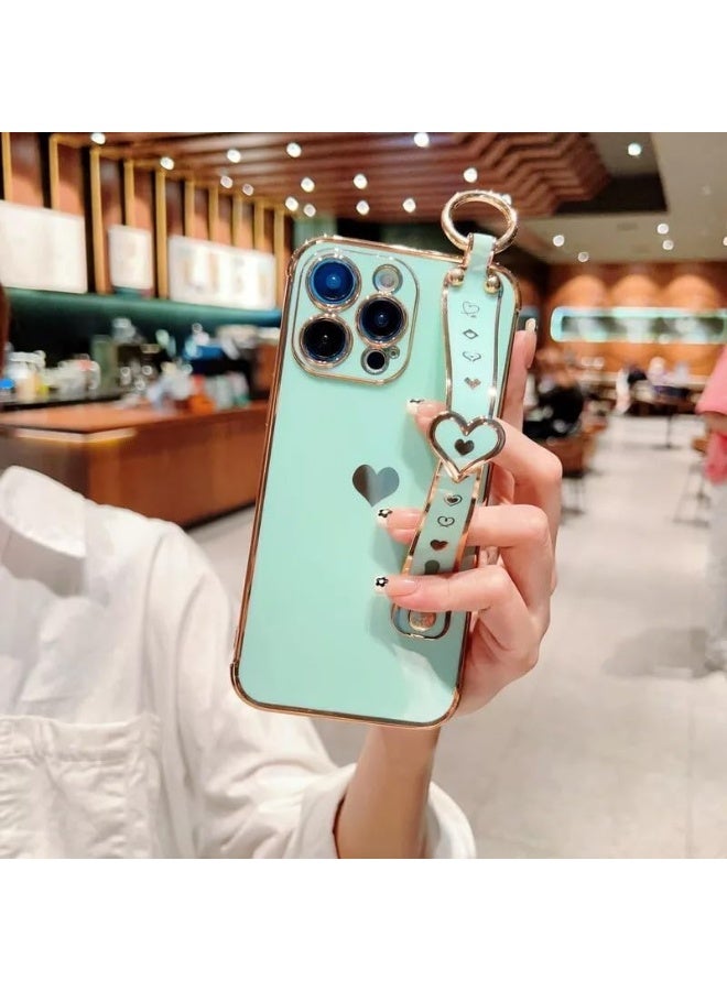 Q TRIPLE A Perfect & Beautiful Case for iPhone 16 Pro | Super Girly Design | Electroplated Smiley & Emoji | Protective & Soft Cover | with Adjustable Finger Strap & Kickstand | Anti-Fall Fashion Case for Women & Girls | Special or Party & Events | Color (Green) - Image 2