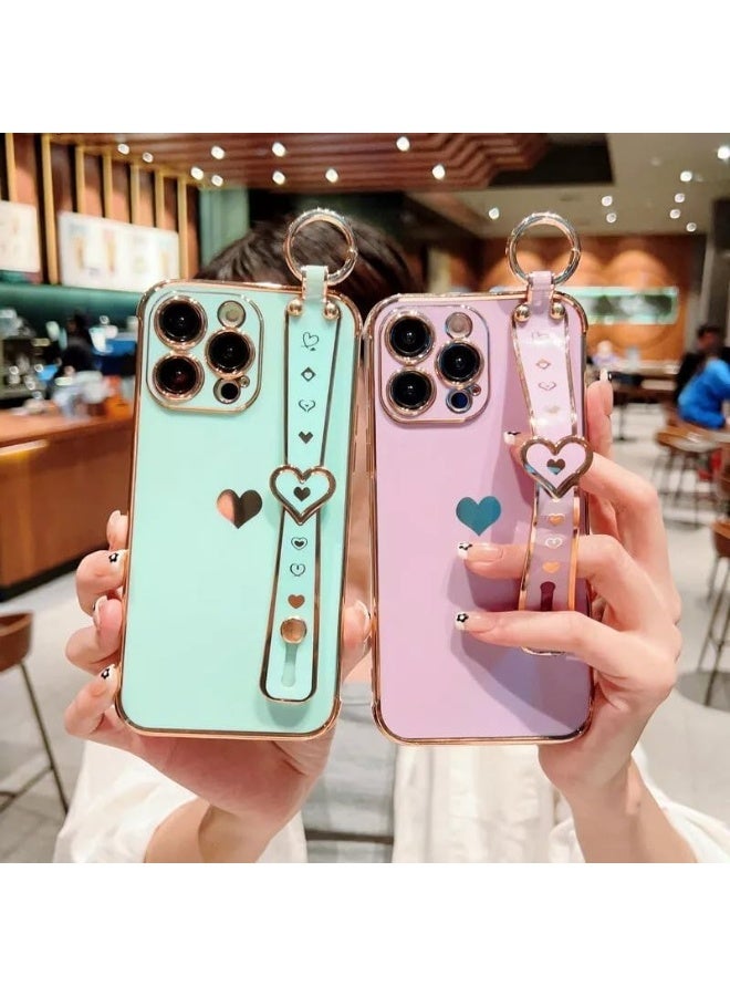 Q TRIPLE A Perfect & Beautiful Case for iPhone 16 Pro | Super Girly Design | Electroplated Smiley & Emoji | Protective & Soft Cover | with Adjustable Finger Strap & Kickstand | Anti-Fall Fashion Case for Women & Girls | Special or Party & Events | Color (Green) - Image 3