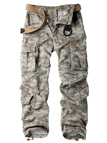 AKARMY Men's Casual Cargo Pants Military Army Camo Pants Combat Work Pants with 8 Pockets Desert Camo 42 - Image 1