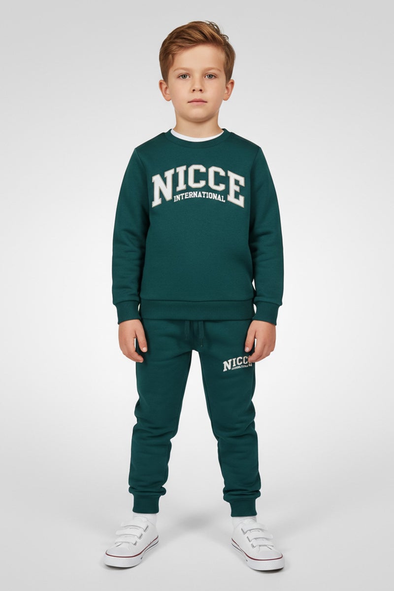 Nicce طقم تي شيرت وسويت شيرت وسروال رياضي للأطفال الأولاد 3 قطع بشعار العلامة التجارية، متعدد الألوان - Image 1