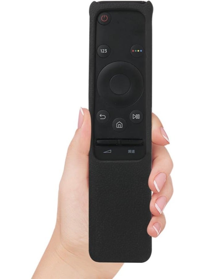 حافظة عن بعد لهاتف سامسونج BN59-01259B BN59-01259E BN59-01260A غطاء بطارية عن بعد للتلفزيون الذكي مقاوم للصدمات وحامل الجلد عن بعد مضاد للانزلاق ومضاد للفقد مع حلقة عن بعد (أسود) - Image 1