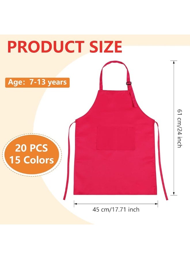 Janmercy 20 Pcs Kids Aprons Set, Children Chef Aprons, Kids Adjustable Aprons for Boys Girls Cooking Baking, L for 7-13 Age - Image 4