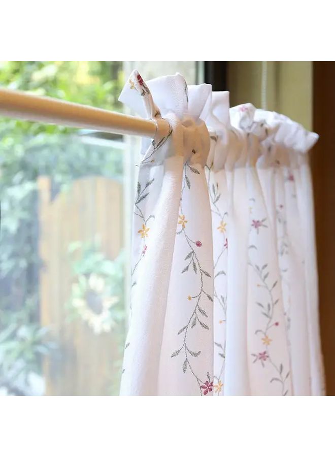 White and Blue 55x24 Inch Semi Sheer Floral Curtain Panel Rod Pocket - Image 2