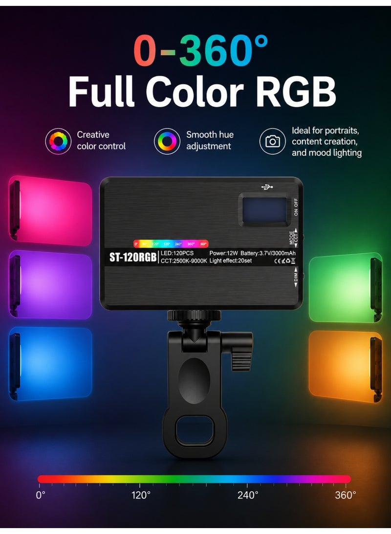 مصباح فيديو RGB Lw140، لوحة إضاءة LED محمولة للكاميرا، ألوان كاملة من 0 إلى 360 درجة، مؤشر تجسيد اللون 95+، نطاق درجة حرارة اللون من 2500 كلفن إلى 9000 كلفن، 20 تأثير إضاءة، بطارية LED قابلة للشحن بسعة 3000 مللي أمبير، مثالية للتصوير الفوتوغرافي، ومؤتمرات الفيديو، وتطبيق تيك توك. - Image 5
