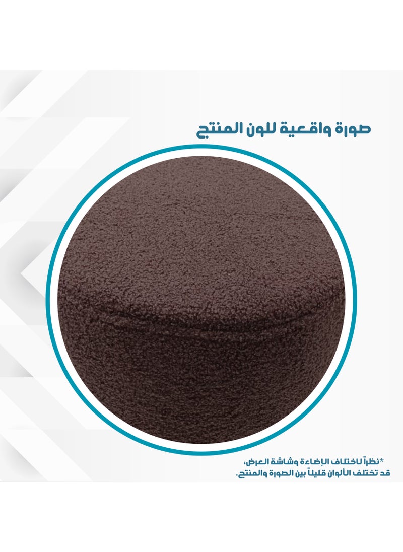 بكسل للأثاث مقعد بوف بتصميم هندسي دائري قماش بوكليه من بكسل الاثاث, لون بني  - Image 3