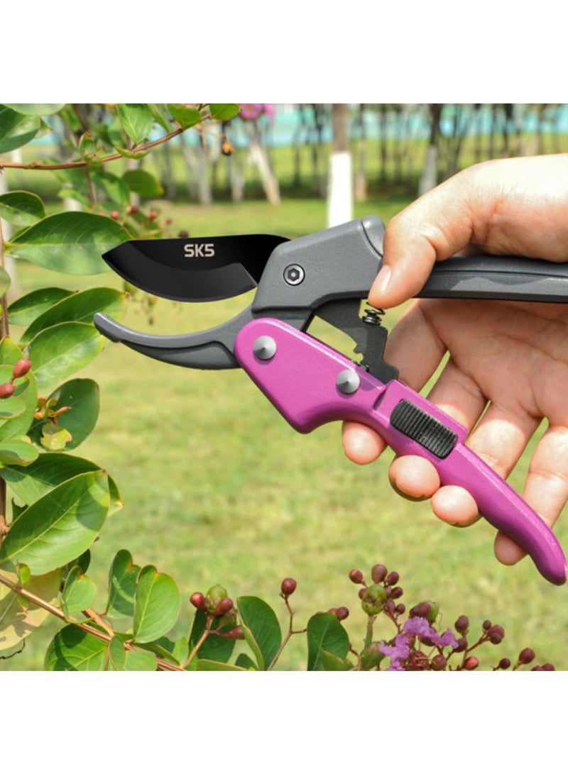 Zikra Pruning Shears for Gardening, 2 Pack Garden Shears, Premium Plant Shears, Garden Plant Clippers, Handheld Pruner for Florist Floral, Thorn Rose, Branch, Hedge, Purple - Image 2