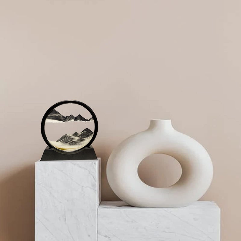 3D Moving Sand Art Picture - Magnificent Dynamic Sandscape High Quality Lead-Free Round Glass Frame for Home Office Desktop Decor, Stress Relief Gift for Teens Adults - Image 3