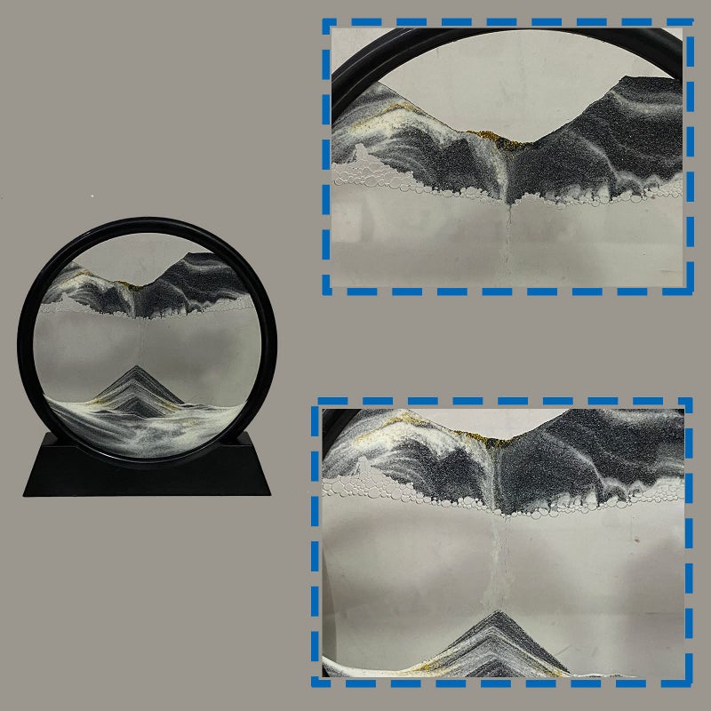 3D Moving Sand Art Picture - Magnificent Dynamic Sandscape High Quality Lead-Free Round Glass Frame for Home Office Desktop Decor, Stress Relief Gift for Teens Adults - Image 2
