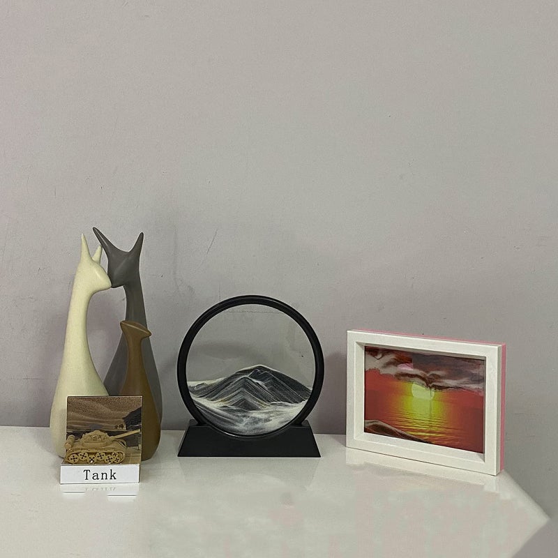 3D Moving Sand Art Picture - Magnificent Dynamic Sandscape High Quality Lead-Free Round Glass Frame for Home Office Desktop Decor, Stress Relief Gift for Teens Adults - Image 4