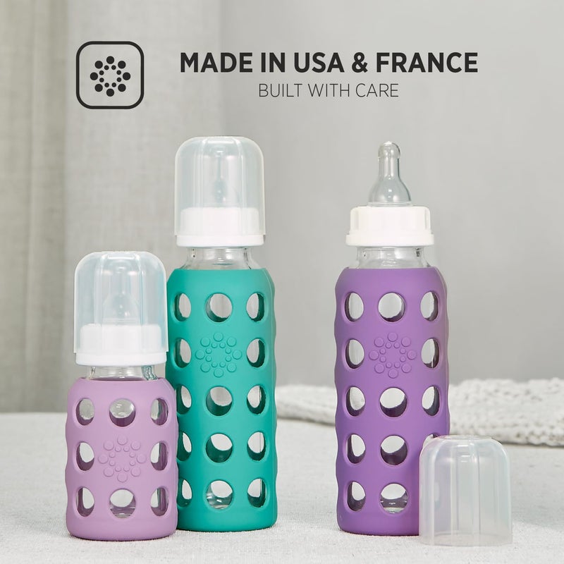 Lifefactory Glass Baby Bottle with Protective Silicone Sleeve and Stage 2 Nipple Blueberry 9 Oz (LF110020C4) - Image 4
