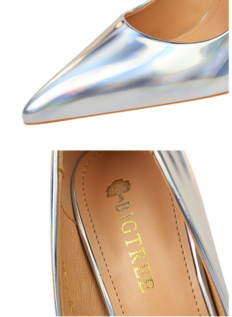 BIGTREE Metal Heel Tip Shows Thin High Heel 10.5CM Silver - Image 2