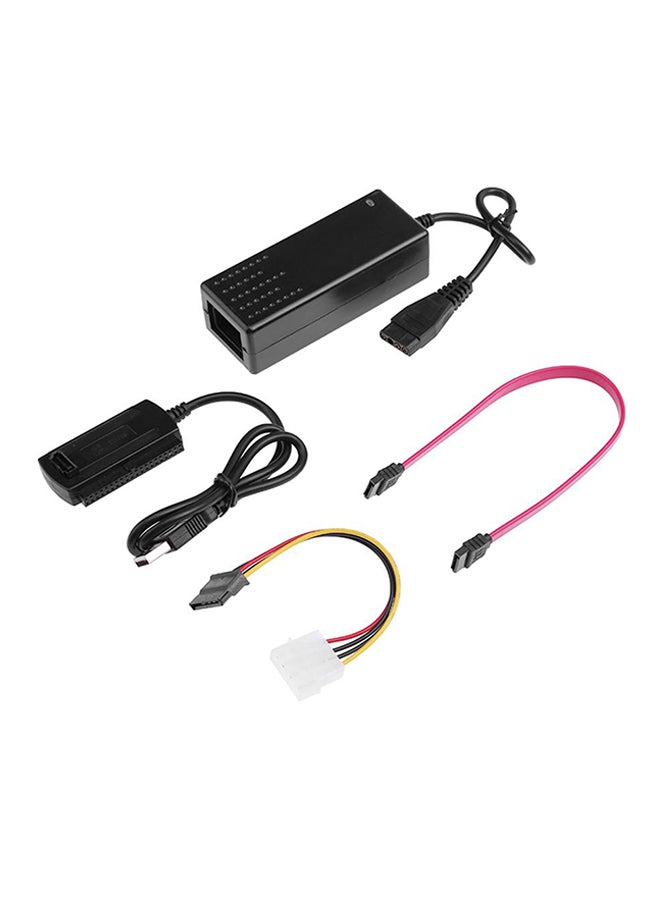 مجموعة مكونة من كابل تحويل USB 2.0 إلى ساتا IDE لمحركات الأقراص 2.5 بوصة و3.5 بوصات أسود - Image 1