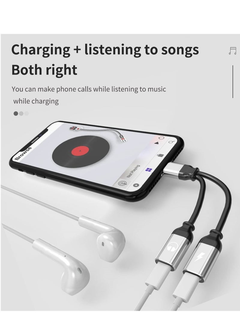 SYOSI for iphone Headphone Adapter, Dual Lightning Adaptador Para for Apple Splitter Audio and Charge Charger Earphone 2 in 1 Dongle Jack Earbud Cable Compatible for iPhone 13 12 11 Pro Max, 2PCS  - Image 4