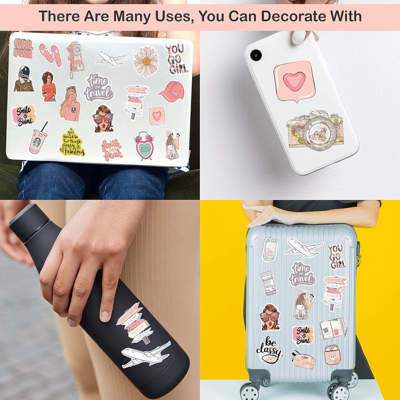 Rousrie (Pack of 100) Aesthetic Laptop Reusable Sticker S for Journal Supplies Kit, Phone Case, Quotes Reusable Sticker S for Scrapbook, Cute Korean Accessories for Girls, Vinyl, 300 mm X 230 MM - Image 2