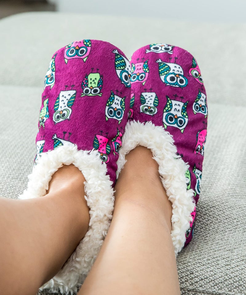 Lazy One Fuzzy Feet Slipper Socks for Women, Cute Fleece-Lined House Slippers, Owl, Non-Skid - Image 3