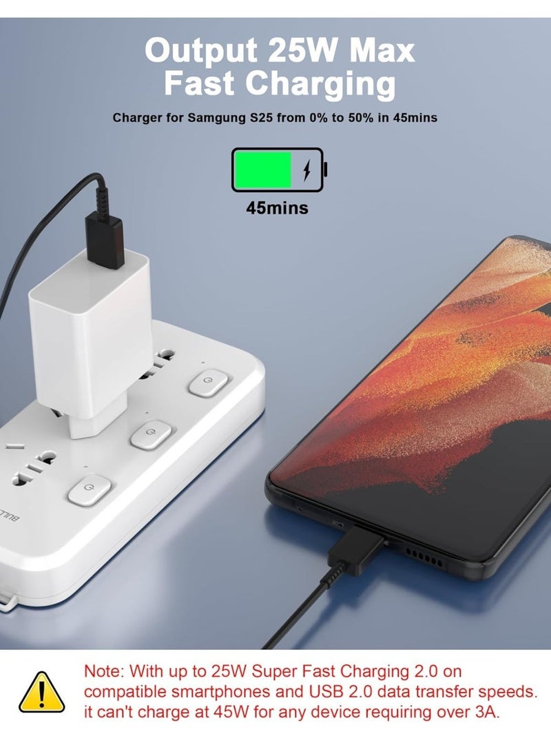 كابل شحن USB C إلى C 1.8M 1Pack لسامسونج، 3A 25W 6FT شاحن سريع وكابل بيانات لجالاكسي S26/S25/S24 ألترا FE/S23/S22/S21/S20/S10/ نوت 20/A17/A16/A15/A74/A73/A72/A71/A27/A26/A25/A24/A37/A36/A35/A34/A27/A26/A25/A07/A06/A05/M37/M36/M35/M57/M56/M55/Z Flip 7/6/5/4/3/ Z Fold 7/6/5/4/تاب S11/S10/S9/S8 بلس/آيفون 17/17Air/16/15 كابل شاحن الهاتف، أسود - Image 2
