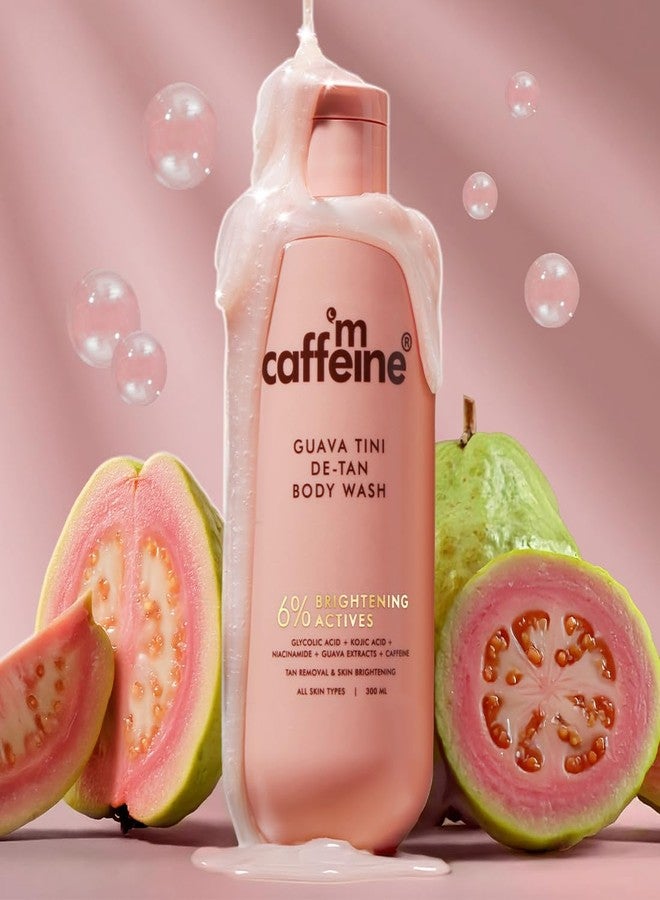mCaffeine 1% Glycolic Acid Detan Body Wash 300ml | 2% Niacinamide, 3% Kojic Acid-Glutathione | Bodywash for Women & Men| Brightens, Hydrates, Reduces Dark Spots & Evens Tone | Guava Shower Gel for Dry Skin - Image 2