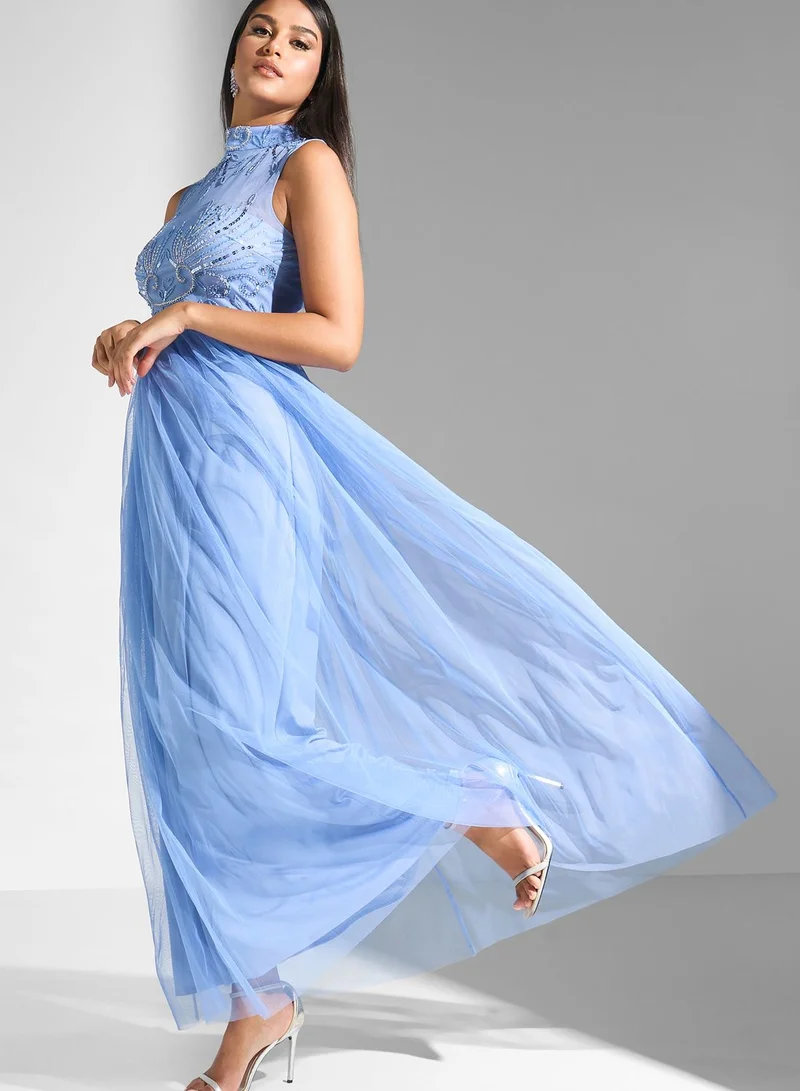 Namshi x High Neck Embellished Dress