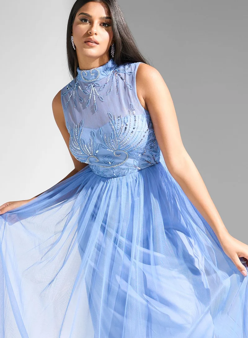 Namshi x High Neck Embellished Dress